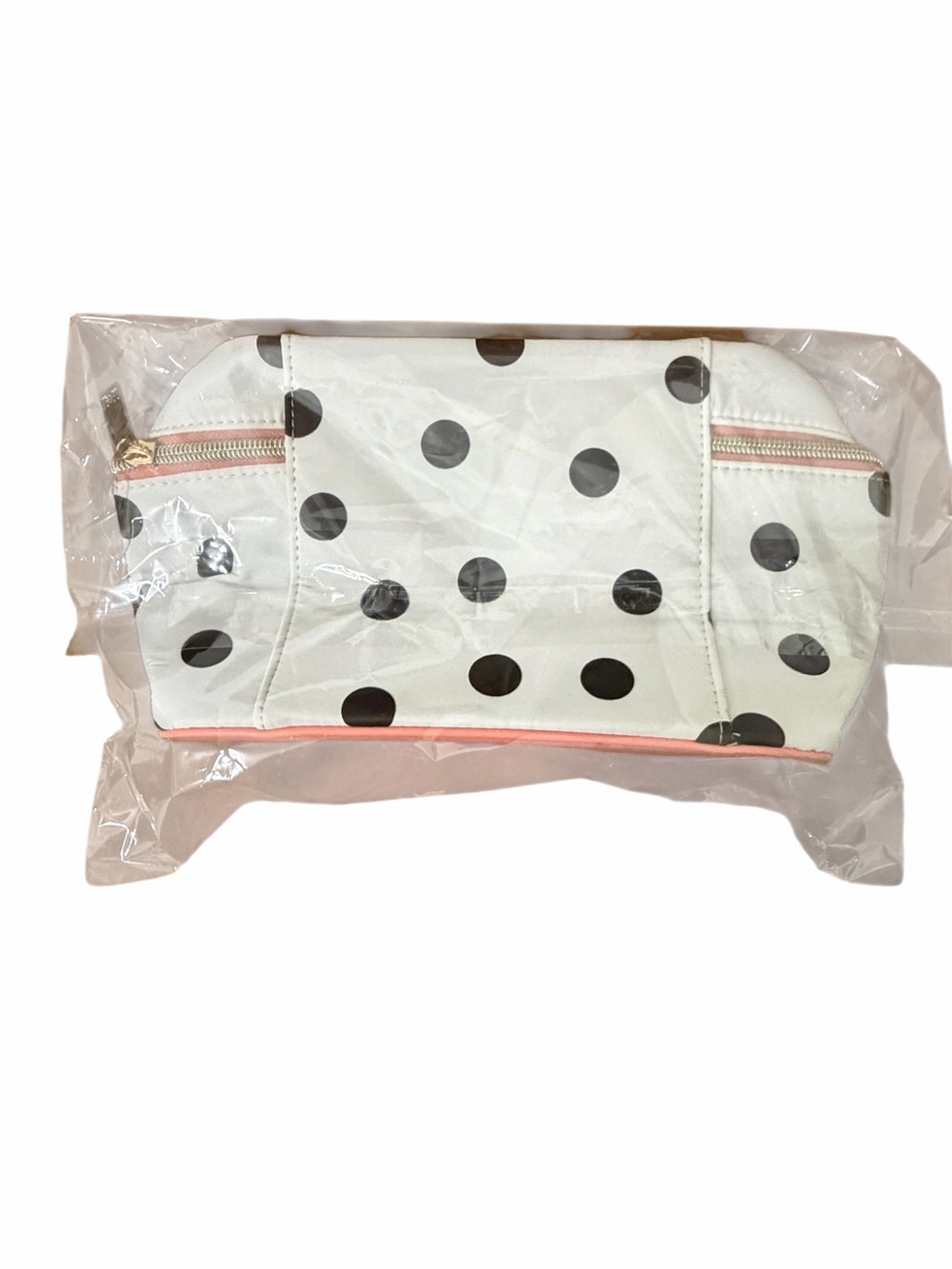 Carolina Herrera White Polka Dot Cosmetic Case with Pink Accents - Picture 4 of 6